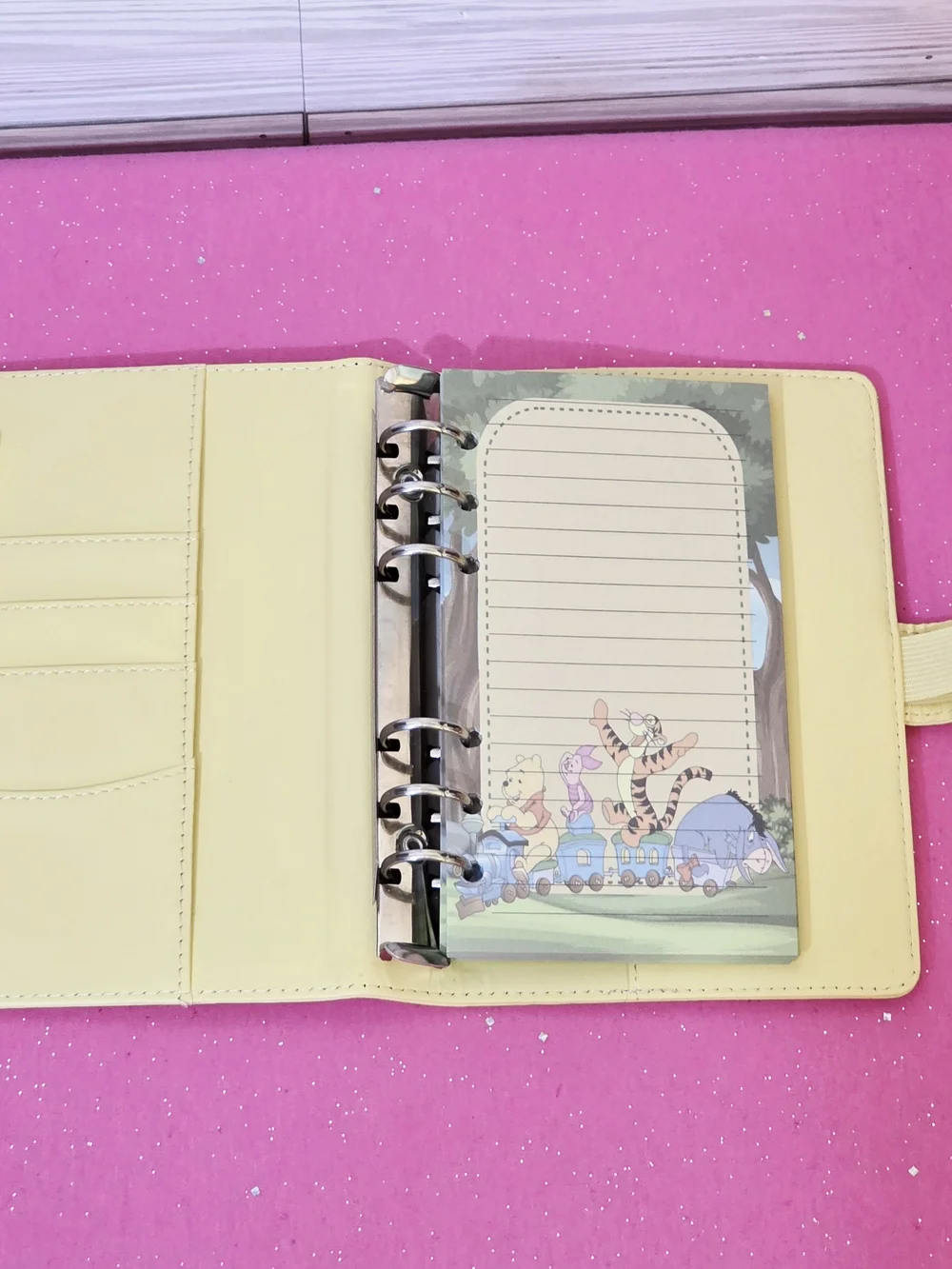 Disney Winnie the Pooh Yellow A6 Binder w/ Magnetic Strap & Matching Paper